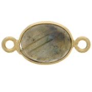 Distanziatore ovale in pietra semi preziosa13x8 mm-Arg925 dorato- Labradorite