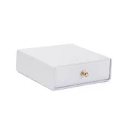 Scatola per bijoux con cassetto di cartone 9x9x3 - 9x9x3 cm Bianco perla - Oro x1
