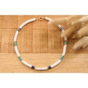 Perline rondelle in pasta polimerica Heishi 6x1 mm - Mix Multi-verde x39cm