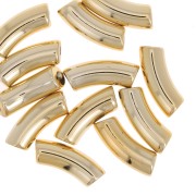Perline tubolari curve 35x11 mm in acrilico opaco - Oro x6