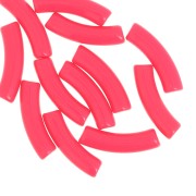Corail Fluo - Perline tubolari curve 32x8 mm in acrilico opaco - Rosa corallo fluorescente x6 Perline tubolari curve 32x8 mm in acrilico opaco - Rosa corallo fluorescente x6