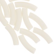 Perline tubolari curve 32x8 mm in acrilico opaco - Avorio x6