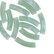 Verde salvia - Perline tubolari curve 32x8 mm in acrilico trasparente - verde salvia marmorizzato x6 Perline tubolari curve 32x8 mm in acrilico trasparente - verde salvia marmorizzato x6