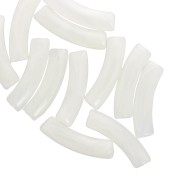 Bianco - Perline tubolari curve 32x8 mm in acrilico trasparente - White Marble x6 Perline tubolari curve 32x8 mm in acrilico trasparente - White Marble x6