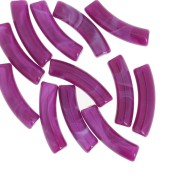 prugna - Perline tubolari curve 32x8 mm in acrilico trasparente - Prugna marmorizzata x6 Perline tubolari curve 32x8 mm in acrilico trasparente - Prugna marmorizzata x6