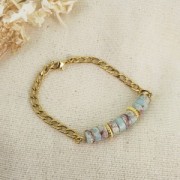 Perle di pietra semipreziosa Heishi - Regalite colorata 4x2 mm - Blu Scuro x38cm