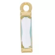 Ciondolo rettangolare in vetro 14x3 mm - dorato - Acquamarina x1