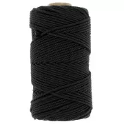 Nero - Rocchetto di cordoncino Macramè in cotone da 2 mm - Nero x100m Rocchetto di cordoncino Macramè in cotone da 2 mm - Nero x100m