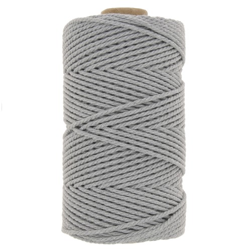 Rocchetto di filo di cotone per macramè 2 mm - Grigio chiaro x100m