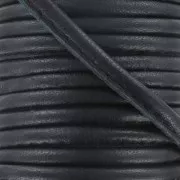 Cordoncino in pelle cucito da 4 mm - Nero x1m