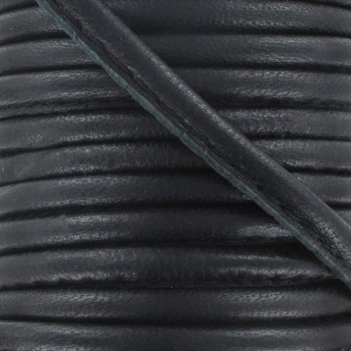 Cordoncino in pelle cucito da 4 mm - Nero x1m
