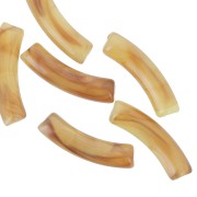 Marrone - Perline tubolari curve in acrilico trasparente 32x8 mm - Marrone marmorizzato x6 Perline tubolari curve in acrilico trasparente 32x8 mm - Marrone marmorizzato x6