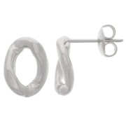 Orecchini perno ovali ritorti 13x9,5 mm - Rodio x2