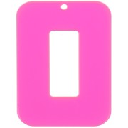 Pendente a rettangolo cavo in acrilico trasparente 40x30 mm - Rosa - Arancione fluorescente