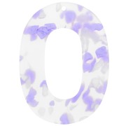 Ciondolo ovale cavo in acetato 47x34 mm - Terrazzo Violet - Bianco perlato x1