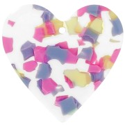 Pendente cuore in acetato 31x32 mm - Terrazzo Vaniglia - Rosa pastello x1