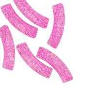 Fuschia - Perline curve in tubo acrilico trasparente 32x8 mm con effetto crackle - Fucsia x6 Perline curve in tubo acrilico trasparente 32x8 mm con effetto crackle - Fucsia x6