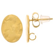 Orecchini ovali martellati 13x10mm - anello aperto - Acciaio inox316L dorato x2