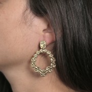 Orecchini ovali martellati 13x10mm - anello aperto - Acciaio inox316L dorato x2