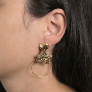 Orecchini perno cuore 12 mm - dorato oro fino x2