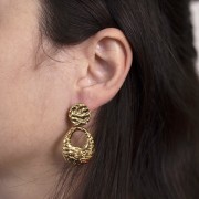 Orecchini tondi martellati da 14 mm - Acciaio inossidabile 304L dorato x2