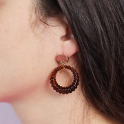 Pendente rotondo scavato in resina traslucida da 29 mm - Ambra marmorizzata x1