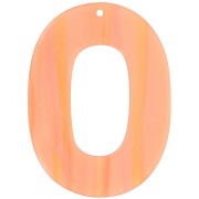 Ciondolo ovale cavo 47x34 mm in acetato opaco - Multi-arancio perlato a strisce x1