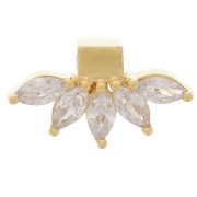 Pendente petali 7,5x14 mm con ossidi di zirconio - placcato oro 3 micron x1