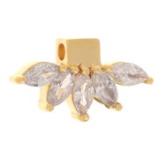 Pendente petali 7,5x14 mm con ossidi di zirconio - placcato oro 3 micron x1