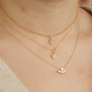 Ciondolo rotondo da 4,5 mm con ossido di zirconio - Placcato oro 3 micron - Cristallo x1