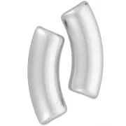 Perline tubolari curve in acrilico opaco 35x11 mm - Argento opaco x6