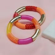 Perline tubolari curve in acrilico opaco 35x11 mm - Argento opaco x6