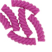 Fuschia - Perline a tubo curvo ritorto in acrilico opaco 32x8 mm - Fucsia x6 Perline a tubo curvo ritorto in acrilico opaco 32x8 mm - Fucsia x6