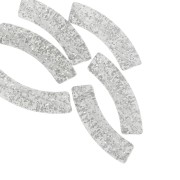 Argentato - Perline tubolari curve in acrilico trasparente 32x8 mm - Glitter argento x6 Perline tubolari curve in acrilico trasparente 32x8 mm - Glitter argento x6