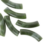 Bianco - Perline tubolari curve 32x8 mm in acrilico opaco - Verde scuro marmorizzato x6 Perline tubolari curve 32x8 mm in acrilico opaco - Verde scuro marmorizzato x6