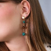 Perline di resina opaca 14 mm - Acquamarina marmorizzata x6