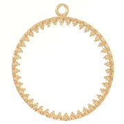 Pendente lavorato rotondo per cabochon piatto da 26 mm - placcato oro 3 micron x1