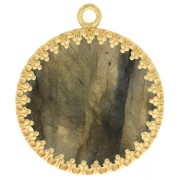 Pendente lavorato rotondo per cabochon piatto da 26 mm - placcato oro 3 micron x1