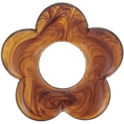 Perle - Pendente fiore in resina traslucida da 21 mm - Ambra marmorizzata x1 Pendente fiore in resina traslucida da 21 mm - Ambra marmorizzata x1