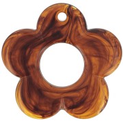 Perle - Pendente fiore in resina traslucida da 35 mm - Ambra marmorizzata x1 Pendente fiore in resina traslucida da 35 mm - Ambra marmorizzata x1