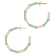 Orecchini cerchio effetto bambù 30mm con resina Acciaio inox 316L dorato Menta x2