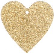 ciondolo - Pendente cuore in acrilico 31x32 mm - Glitter dorato x1 Pendente cuore in acrilico 31x32 mm - Glitter dorato x1