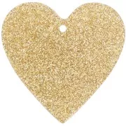 Pendenti - Abbellimenti - Pendente cuore in acrilico 31x32 mm - Glitter dorato x1 Pendente cuore in acrilico 31x32 mm - Glitter dorato x1