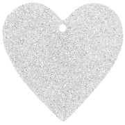 Pendente forma di cuore in acrilico 31x32 mm - Glitter argento x1