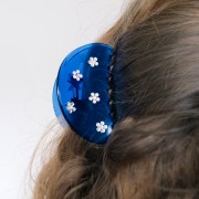 Fermaglio a coccodrillo 85x45 mm a mezzaluna - Acrilico trasparente - Blu reale x1