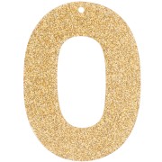 Pendente ovale incavato in acrilico 47x34 mm - Glitter dorato x1