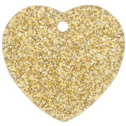 Zecchini - Zecchino cuore in acrilico 15x16,5 mm - glitter oro x1 Zecchino cuore in acrilico 15x16,5 mm - glitter oro x1