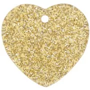 Zecchini - Zecchino cuore in acrilico 15x16,5 mm - glitter oro x1 Zecchino cuore in acrilico 15x16,5 mm - glitter oro x1