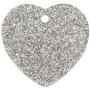 Zecchini - Zecchino cuore in acrilico 15x16,5 mm - Argento glitter x1 Zecchino cuore in acrilico 15x16,5 mm - Argento glitter x1