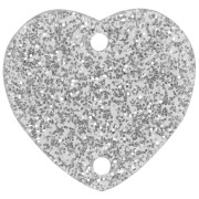 Distanziatore a cuore in acrilico 15x16,5 mm - Argento glitterato x1
